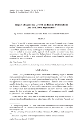 Impact of Economic Growth on Income Distribution: Are the Effects Asymmetric?