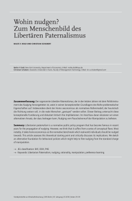 Wohin nudgen? Zum Menschenbild des Libertären Paternalismus