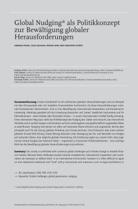 Global Nudging als Politikkonzept zur Bewältigung globaler Herausforderungen