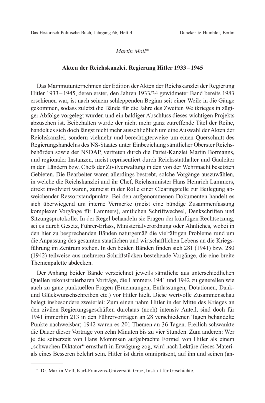 Akten der Reichskanzlei. Regierung Hitler 1933 – 1945