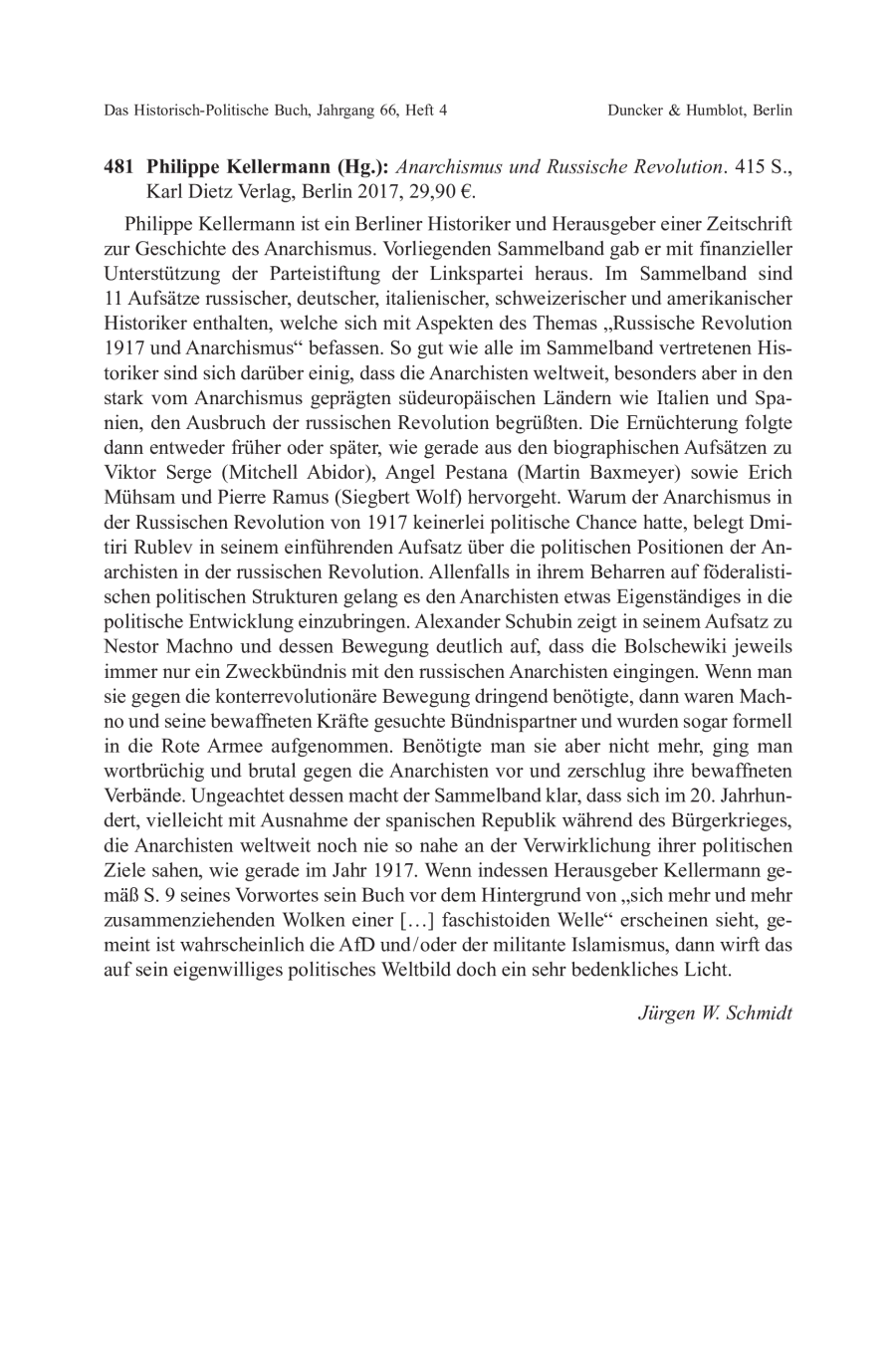 Philippe Kellermann (Hg.): Anarchismus und Russische Revolution
