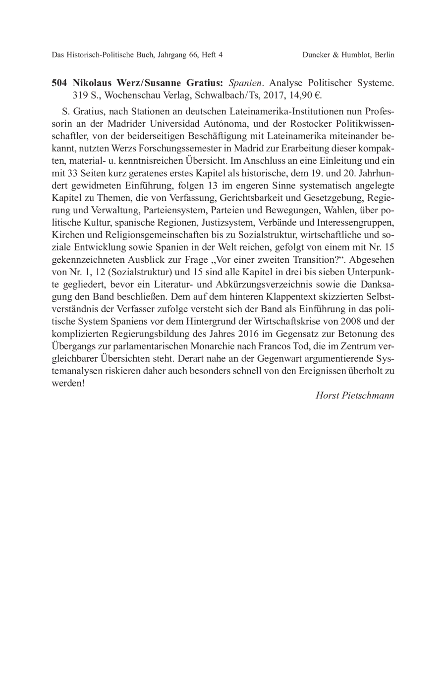 Nikolaus Werz / Susanne Gratius: Spanien. Analyse Politischer Systeme