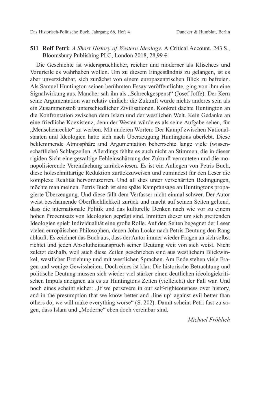 Rolf Petri: A Short History of Western Ideology. A Critical Account