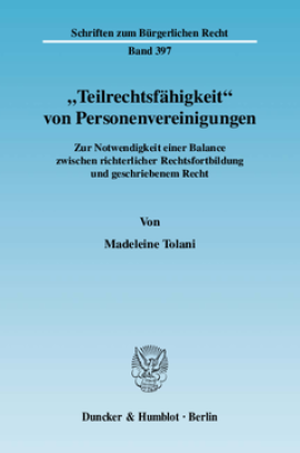 »Teilrechtsfähigkeit« von Personenvereinigungen