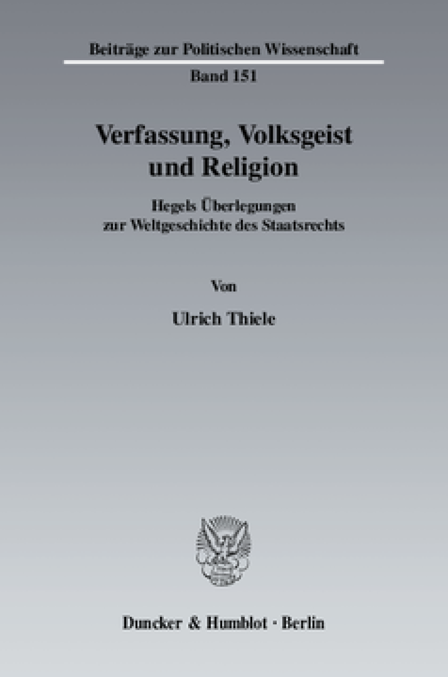 Verfassung, Volksgeist und Religion