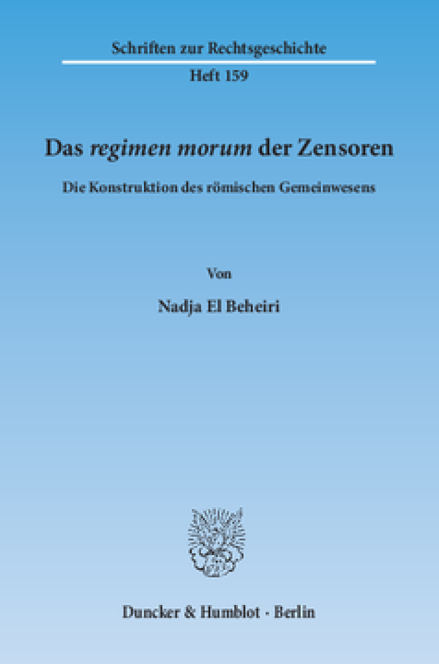 Das ›regimen morum‹ der Zensoren