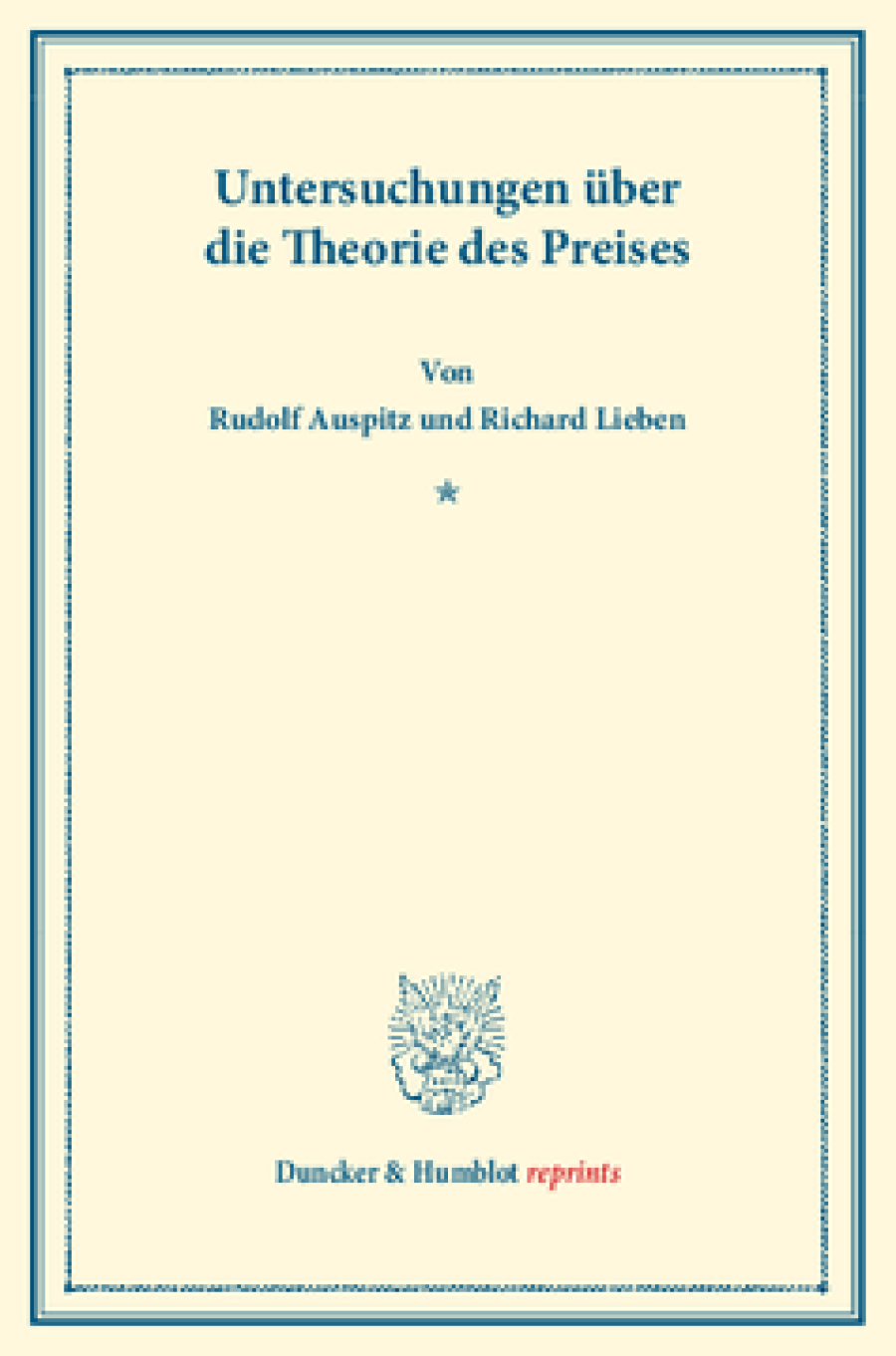 Untersuchungen über die Theorie des Preises