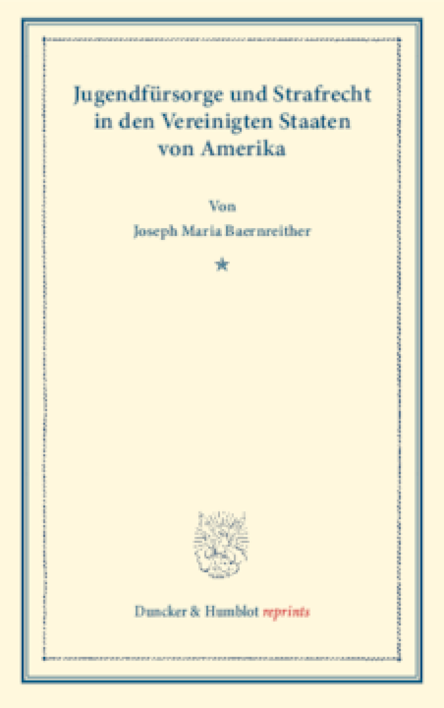 Jugendfürsorge und Strafrecht
