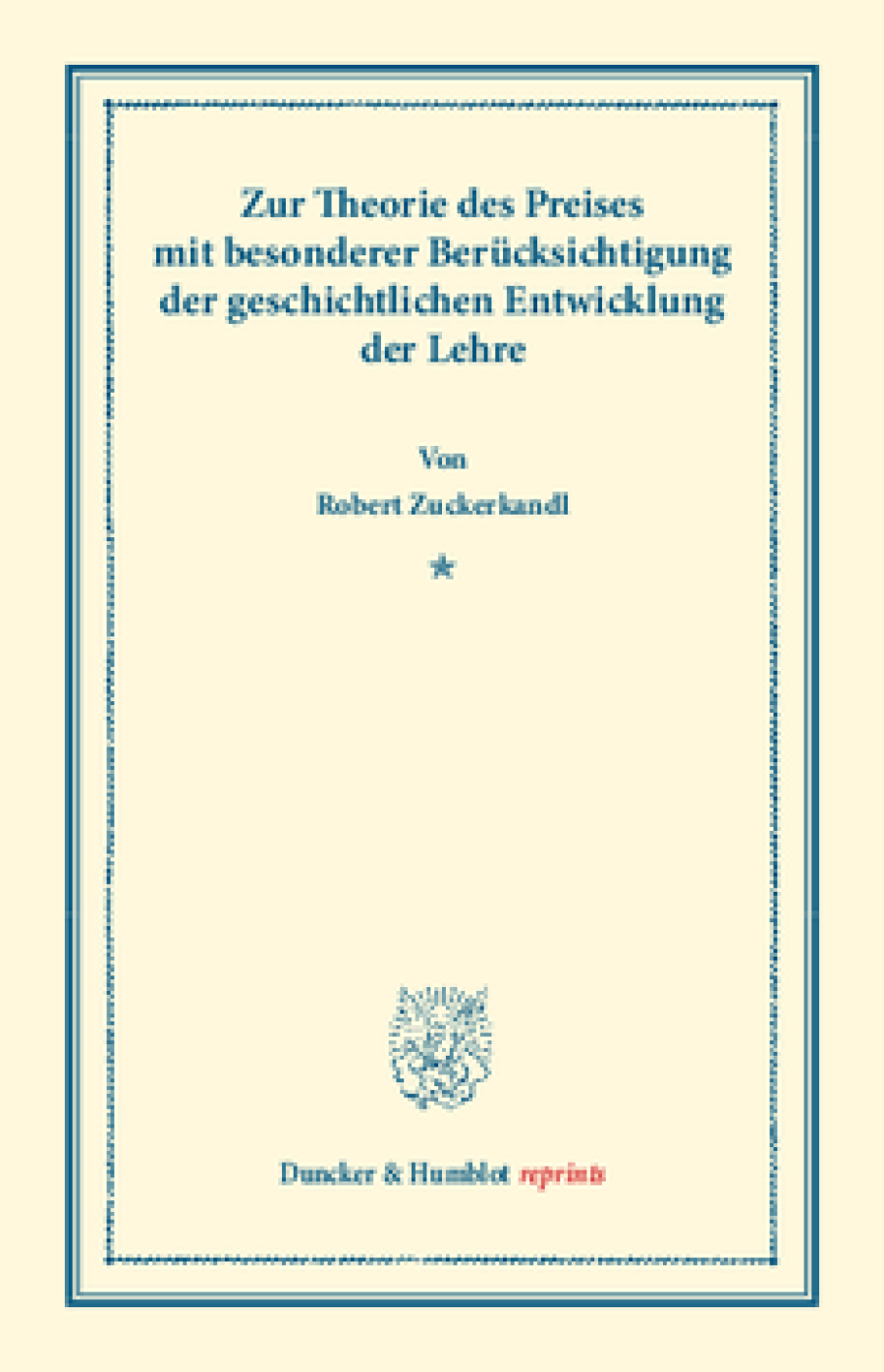 Zur Theorie des Preises