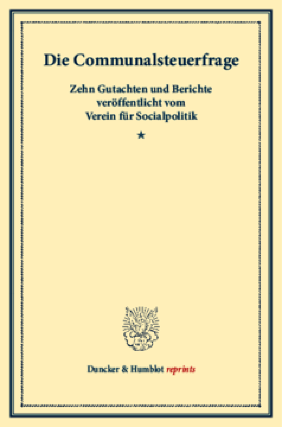 Die Communalsteuerfrage