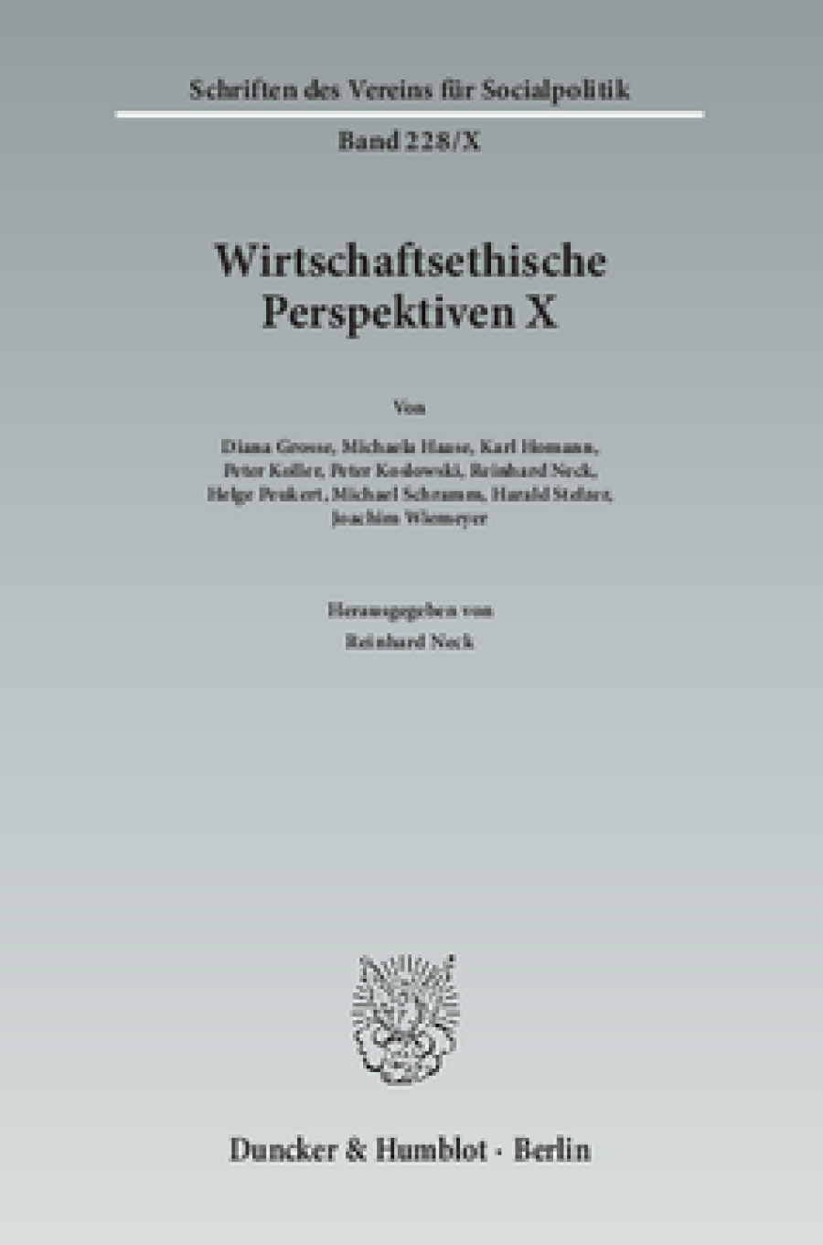 Wirtschaftsethische Perspektiven X