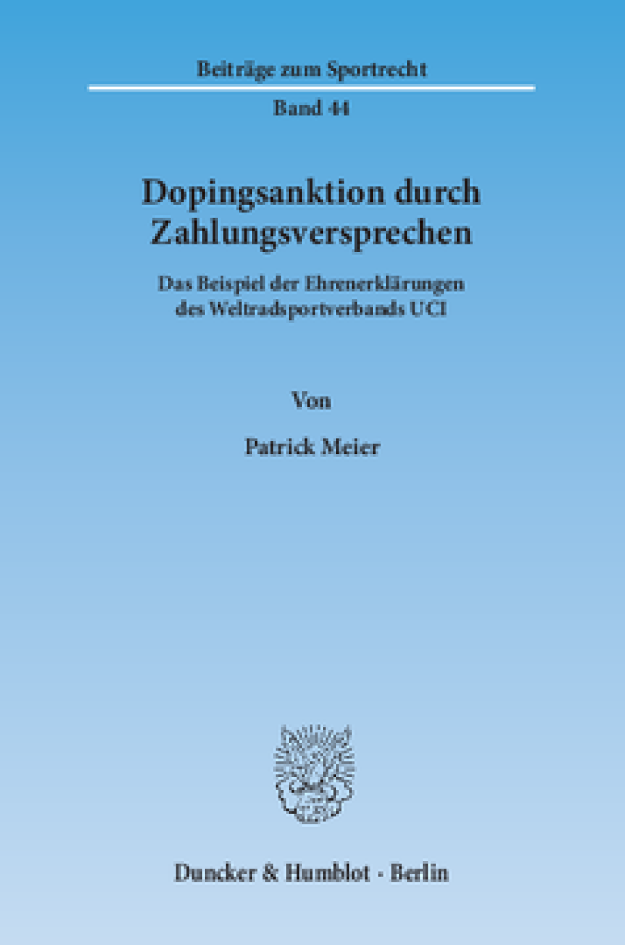 Dopingsanktion durch Zahlungsversprechen