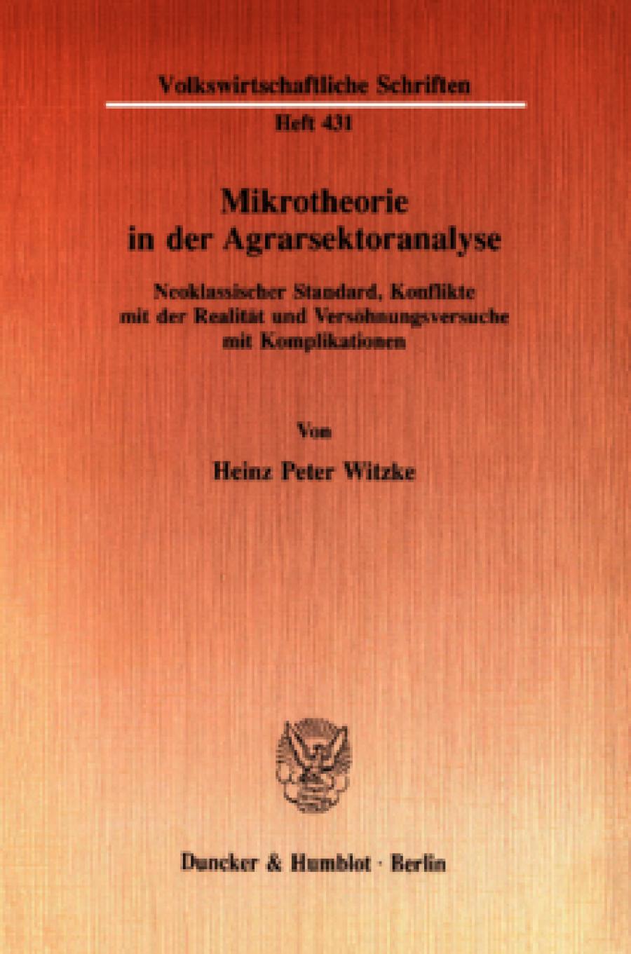 Mikrotheorie in der Agrarsektoranalyse