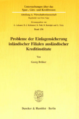 Probleme der Einlagensicherung inländischer Filialen ausländischer Kreditinstitute