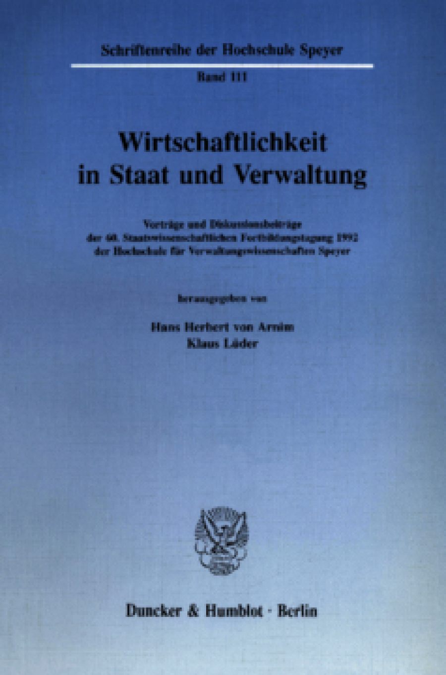 Wirtschaftlichkeit in Staat und Verwaltung