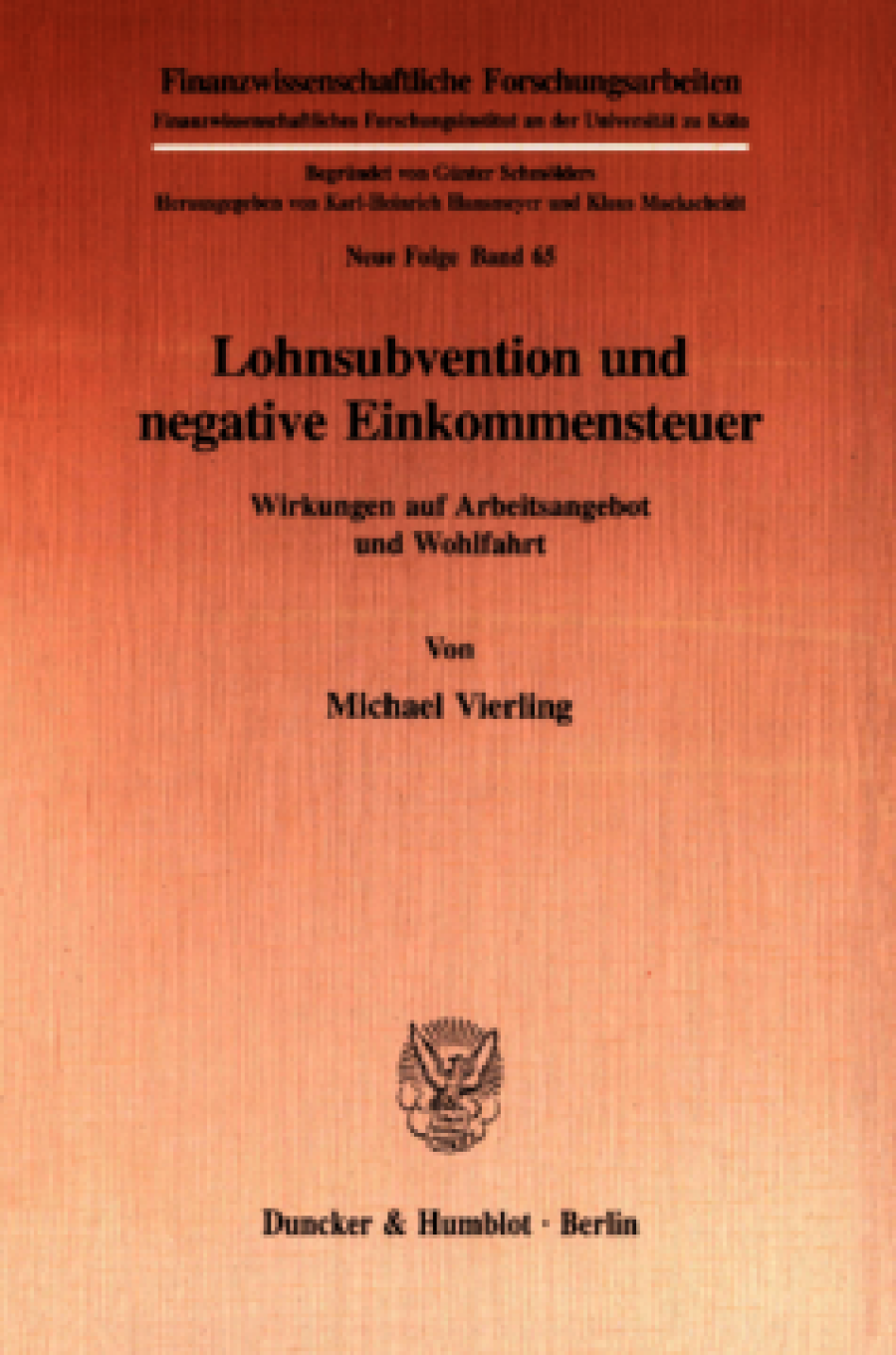 Lohnsubvention und negative Einkommensteuer