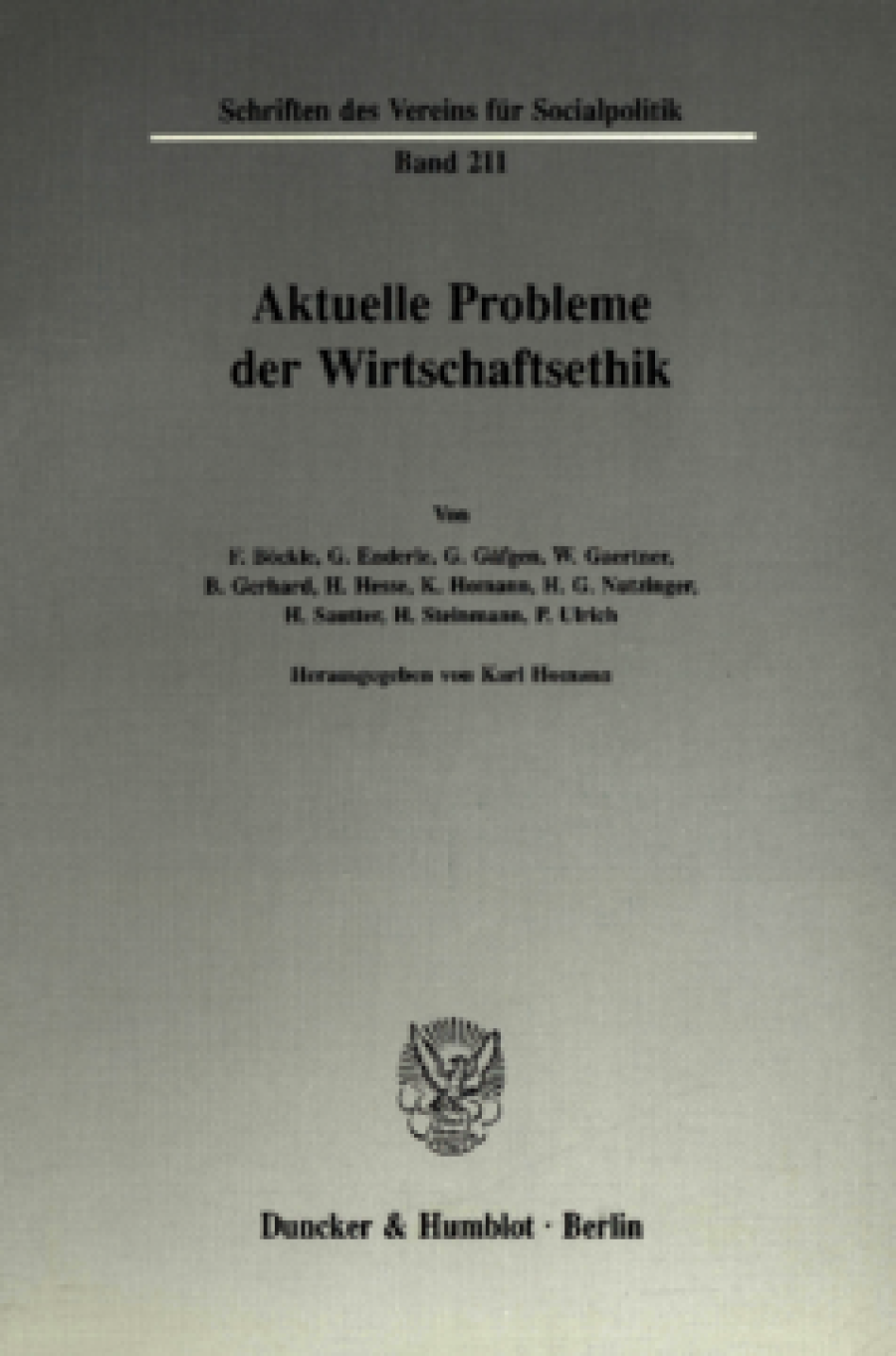 Aktuelle Probleme der Wirtschaftsethik