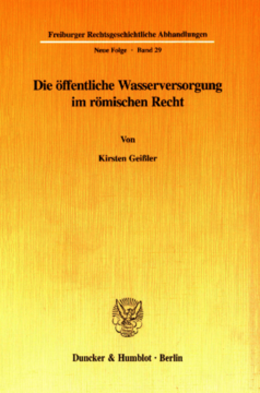 Die öffentliche Wasserversorgung im römischen Recht