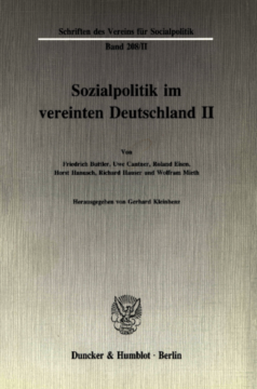 Sozialpolitik im vereinten Deutschland II