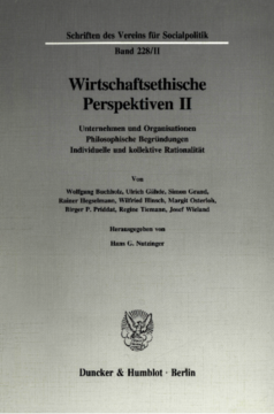 Wirtschaftsethische Perspektiven II