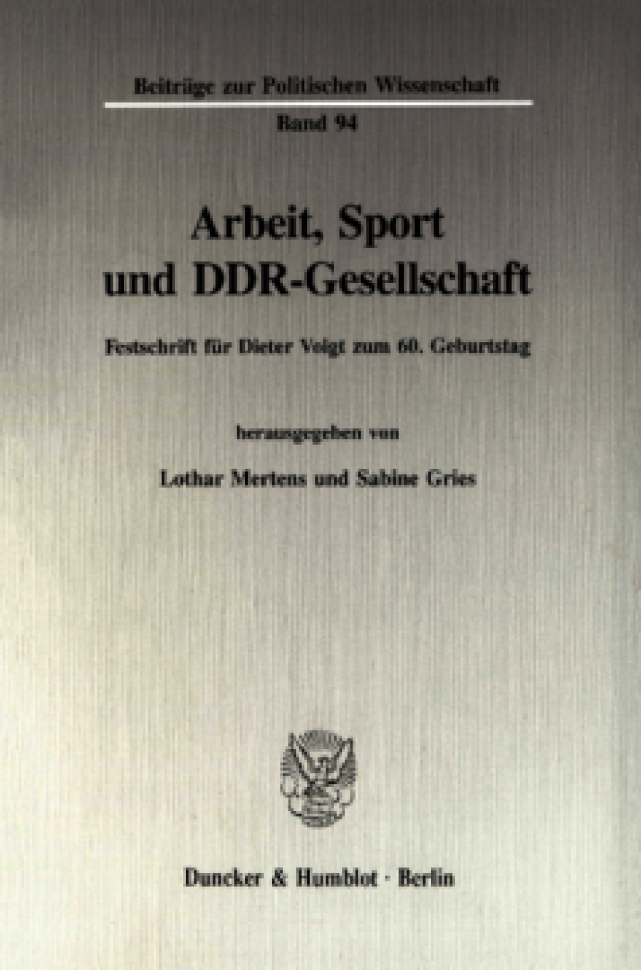 Arbeit, Sport und DDR-Gesellschaft