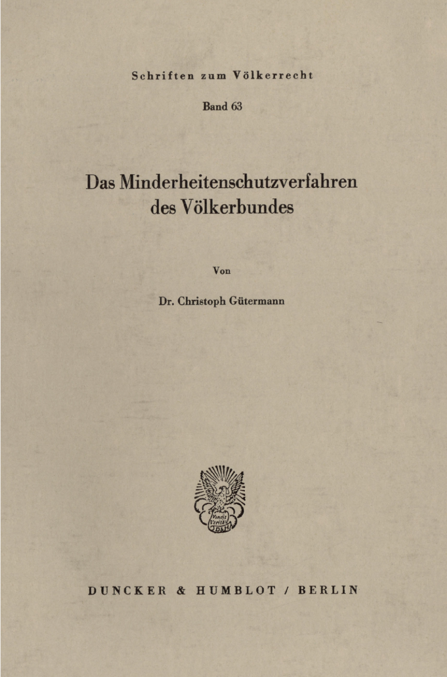 Das Minderheitenschutzverfahren des Völkerbundes