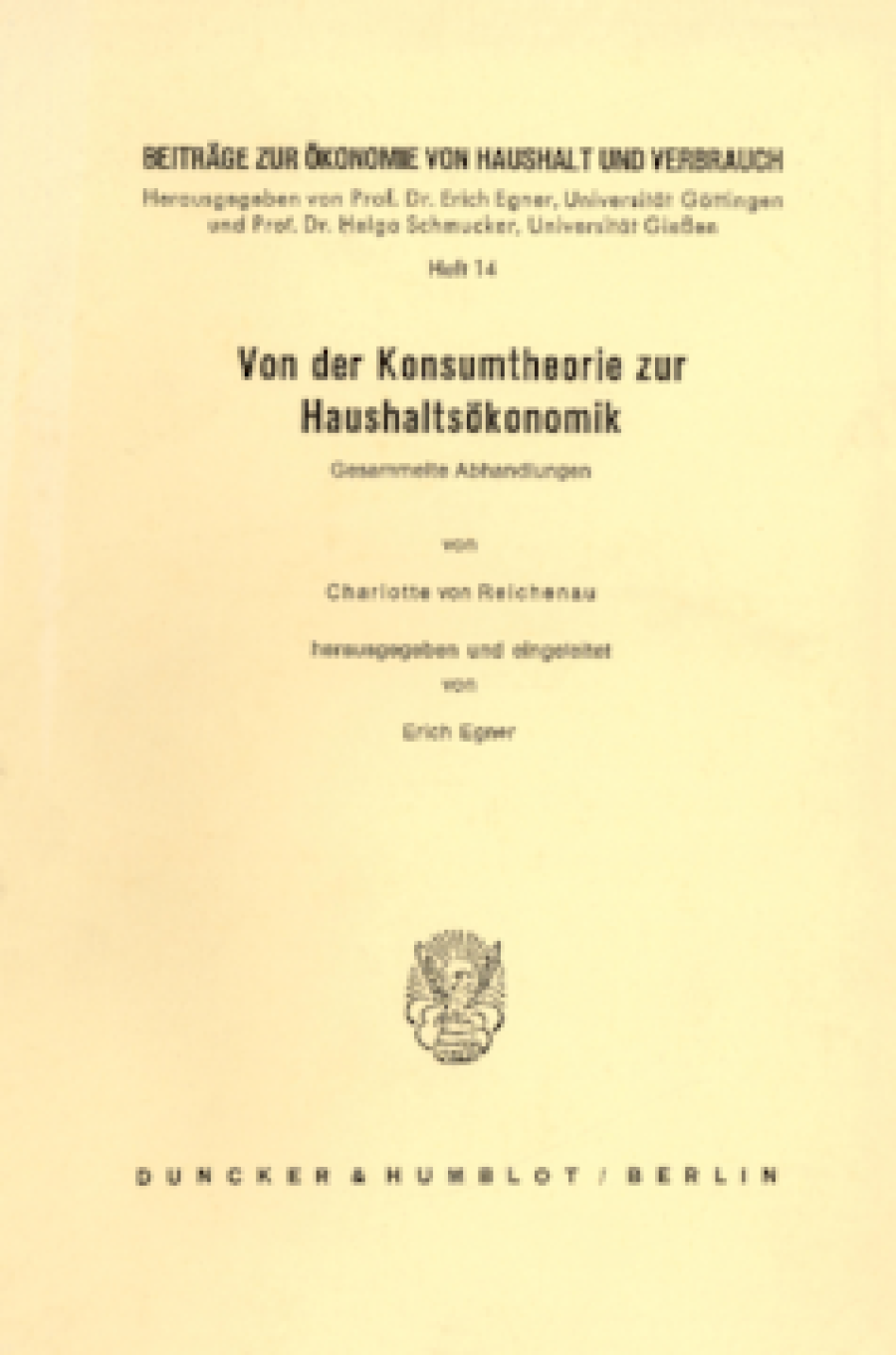 Von der Konsumtheorie zur Haushaltsökonomik