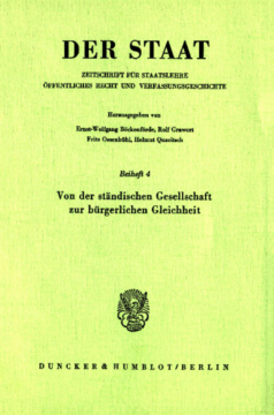 Von der ständischen Gesellschaft zur bürgerlichen Gleichheit