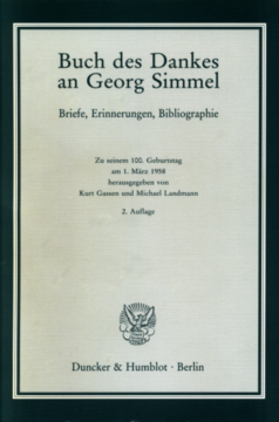 Buch des Dankes an Georg Simmel